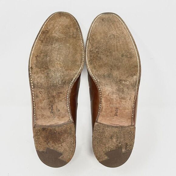 Polo Ralph Lauren x Crockett & Jones 8.5 D Light Brown Leather Tassel Loafers - Picture 6 of 11